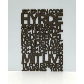 Bibelord i tr, sort MDF - Joh. 10:14