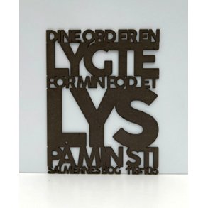 Bibelord i tr, sort MDF - Salme 119,105