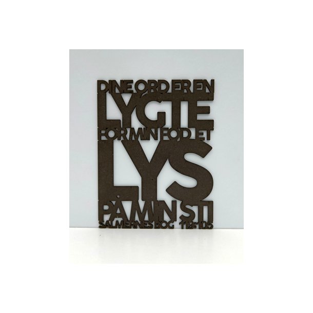 Bibelord i tr, sort MDF - Salme 119,105