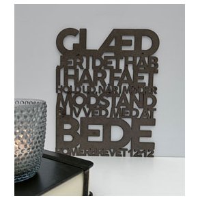 Bibelord i sort MDF - Rom. 12,12