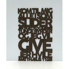 Bibelord i tr, sort MDF - Matt. 11,28