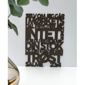 Bibelord i tr, sort MDF - Salme 23,4