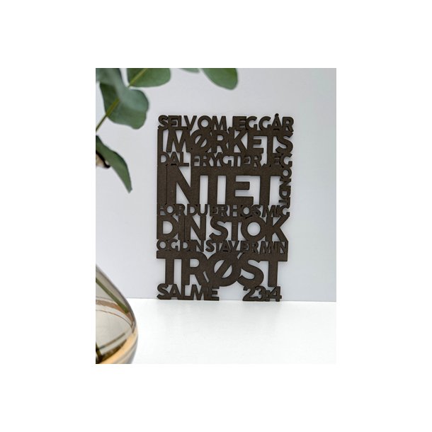 Bibelord i tr, sort MDF - Salme 23,4